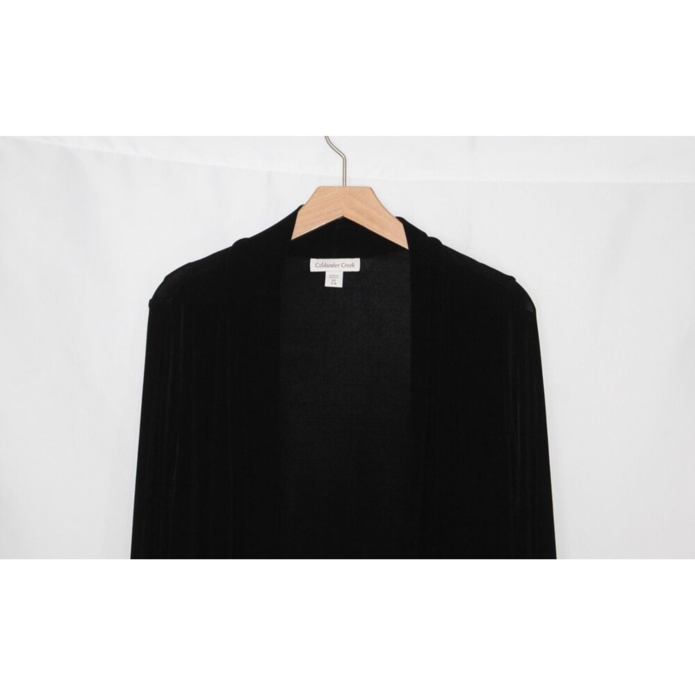Coldwater Creek black slinky knit cardigan sweater size XS open front office - Picture 3 of 11